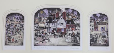 Graham Clarke (b.1941) colour etching triptych, 'The Royal Star', signed in pencil, limited