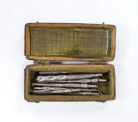 A late 18th century shagreen cased set of toothpicks, etc. case 7.5cm