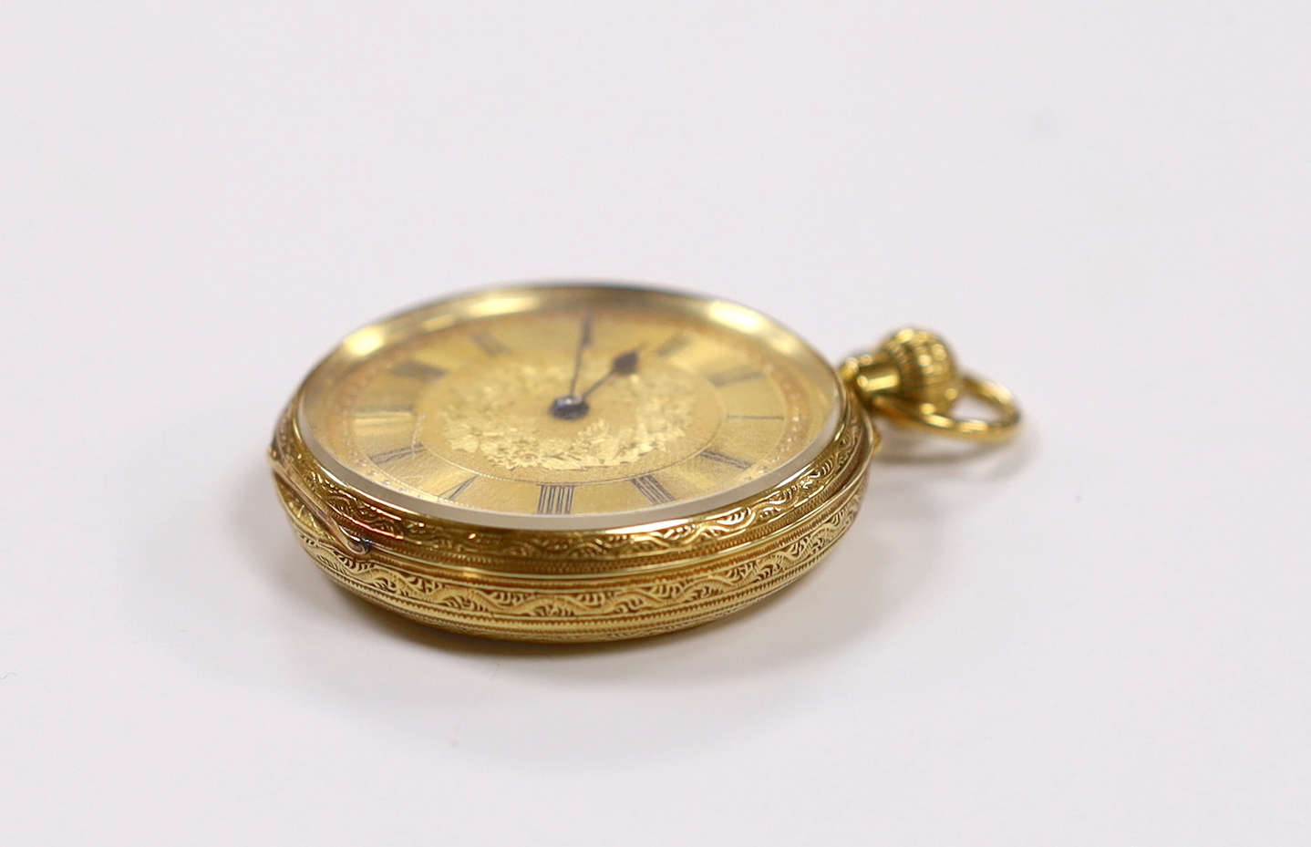An Edwardian 18ct gold open faced keyless fob watch, by D. Evans of Aberystwyth, case diameter - Image 2 of 5