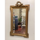 An early 20th century French giltwood and composition wall mirror, width 78cm, height 140cm