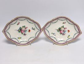 A pair of Derby flower painted dessert dishes, c.1780-5, attributed to William Billingsley 22.5cm