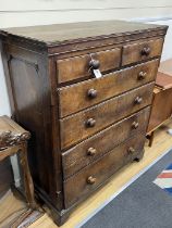 A George IV oak six drawer chest, width 110cm, depth 51cm, height 134cm