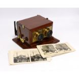 A Smith, Beck & Beck mahogany and brass stereoscope, c. 1860, 20.5cm x 18.5cm x 13.5cm (a.f.)