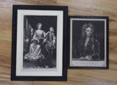 After Sir Godfrey Kneller (1646-1723), two mezzotints, Sir John Vanbrugh and Her Grace Duchess of
