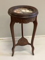 An early 20th century French beech marble topped vase stand, height 74cm