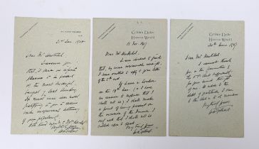 Gilbert & Sullivan interest; Three letters from W.S. Gilbert to Mr. Hentschel, dated 1907 and