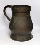 A 19th century large 4 gallon copper measuring jug, 38.5cm high