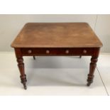 A Victorian mahogany writing table, width 106cm, depth 86cm, height 72cm