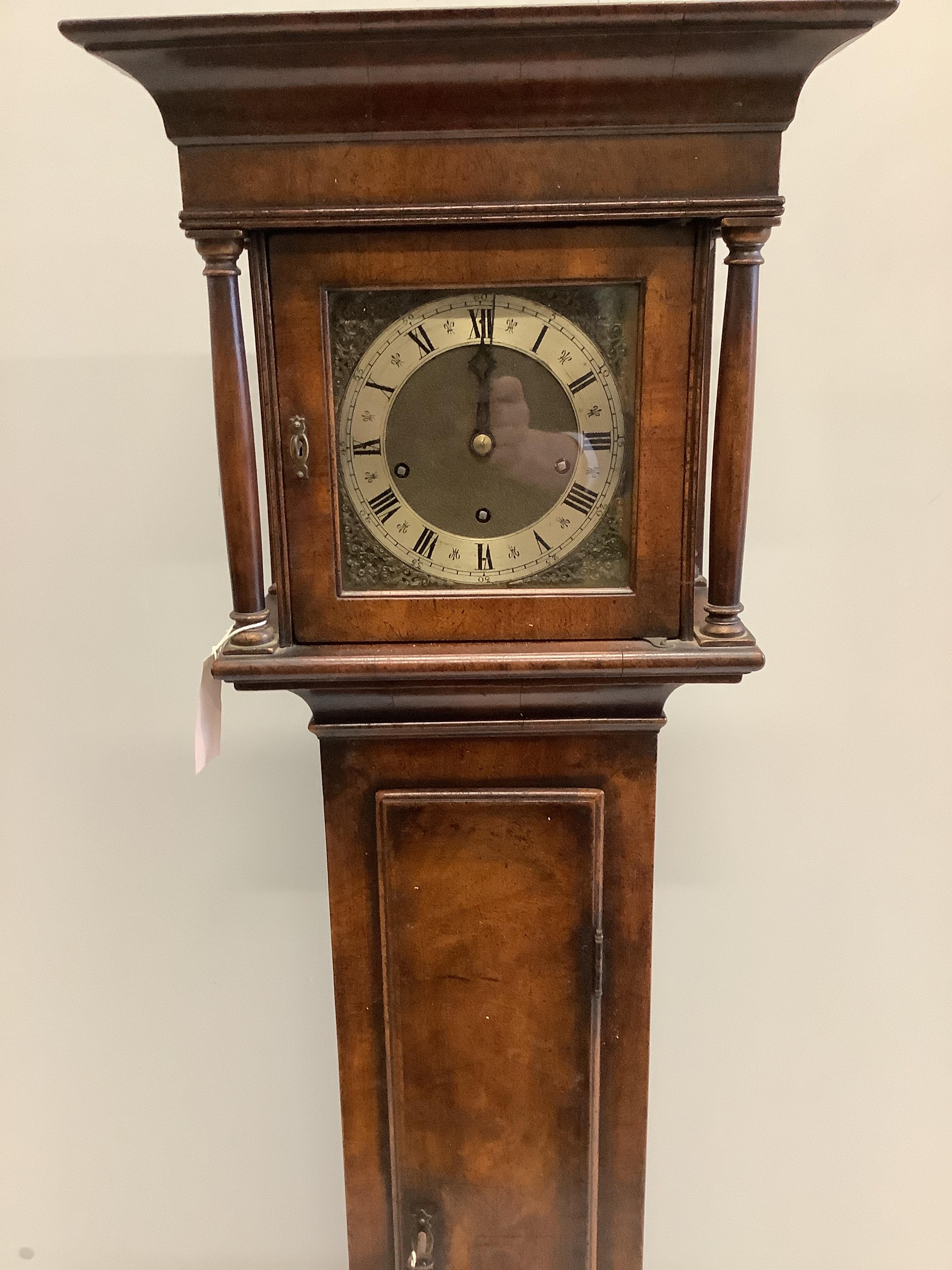 A 1920's 18th century style walnut grandmother clock, height 153cm