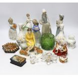 A quantity of various ceramics, glass and collectables including Aynsley, Doulton, Lladro, Nao