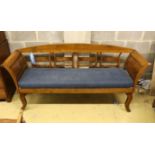 An Italian walnut settee, width 205cm, depth 58cm, height 92cm