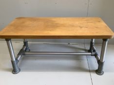 Wolff Olins. An industrial style rectangular table, circa 1970, width 150cm, depth 75cm, height