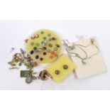 A quantity of mainly modern 9ct gold or yellow metal and gem set jewellery, including earrings,
