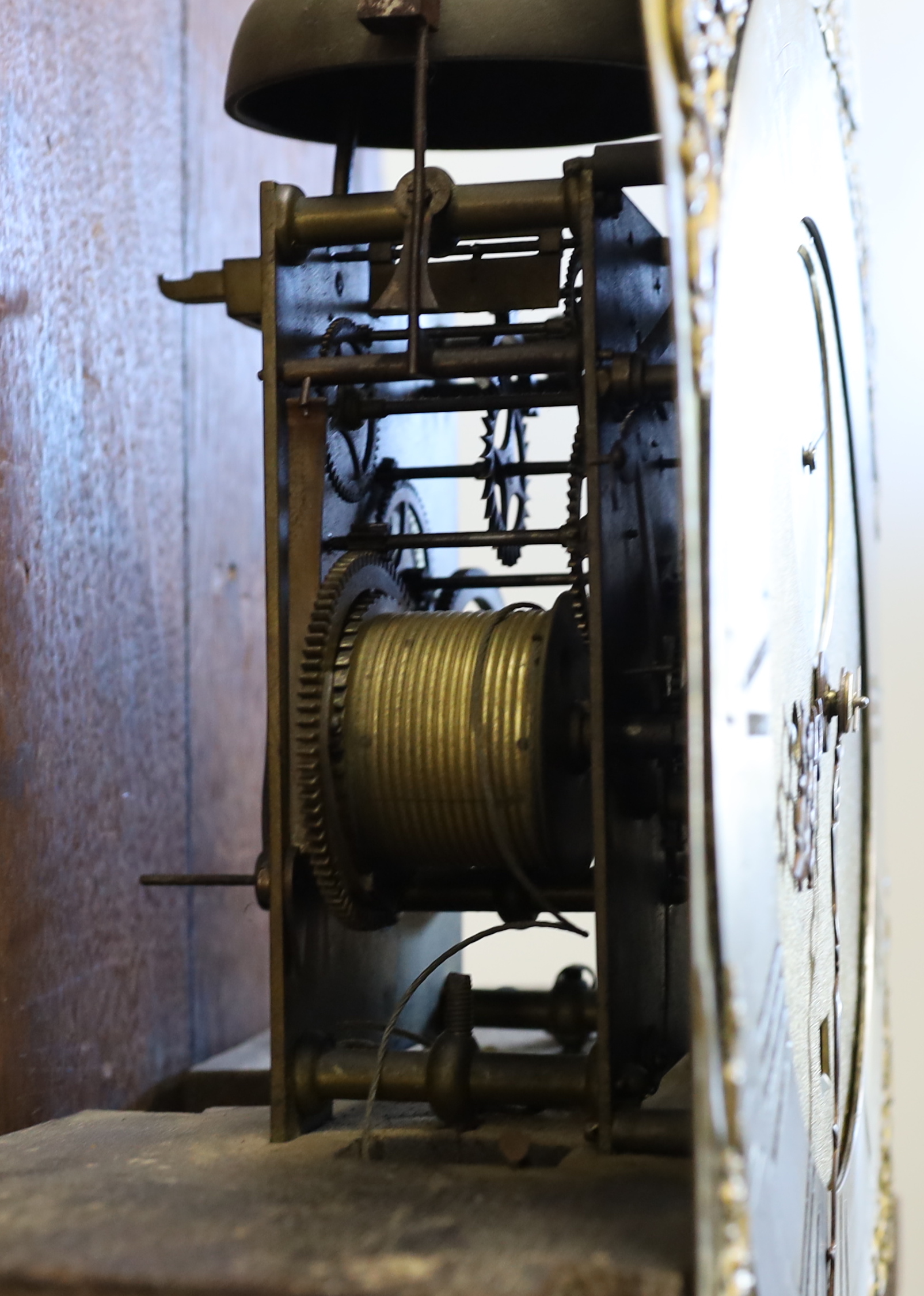 A George III mahogany longcase clock by William Grandpre, London, height 232cm - Image 4 of 5