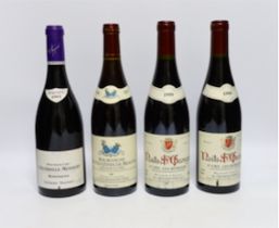 A bottle of 2002 Chambolle Musigny Borniques Frederic Magnien, two bottles of 1999 Nuits St