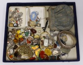 A group of assorted Victorian and late jewellery, including seed pearl and gem set small brooch, a