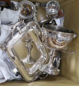 Assorted plated wares including a revolving breakfast tureen