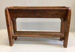 A French provincial pine and fruitwood trough, width 114cm, depth 38cm, height 79cm