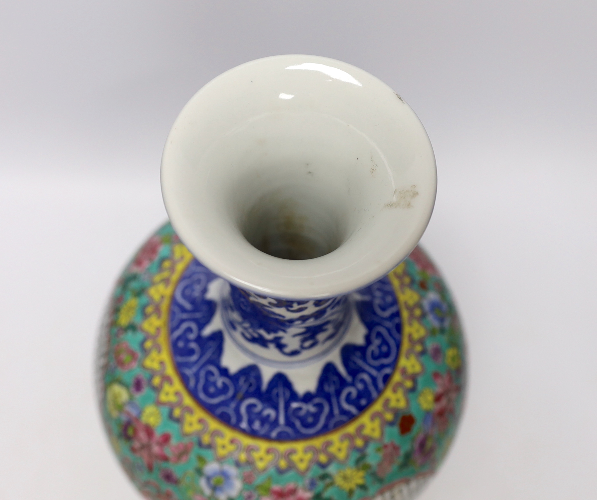 A Chinese famille rose vase, decorated with peaches and flowers, 35cm high - Image 4 of 5