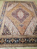 A Tabriz blue ground carpet, 285 x 205cm