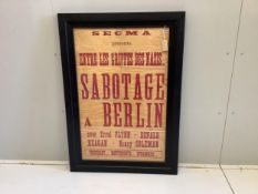 A 1948 Secma film distribution framed poster, width 82cm, height 116cm