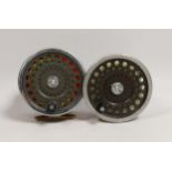 A Hardy Marquis salmon No. 3 reel and spare spool, both in House of Hardy blue soft cases (2)