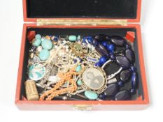 Assorted costume jewellery and other items including a 1970's 9ct gold and diamond chip set ring,