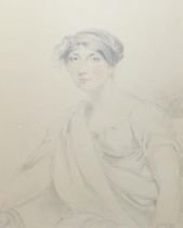 George Henry Harlow (1787-1819), pencil, Portrait of Eliza Adams, wife of the secretary to Pitt