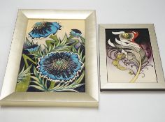 A Moorcroft ‘Summertime Jewels’ pottery plaque by Sian Leeper and another limited edition plaque 2/
