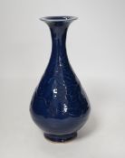 A Chinese blue monochrome vase, 24cm high