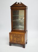 A Regency style miniature inlaid mahogany bookcase, 44cm