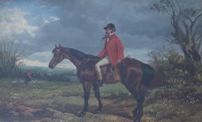 Byron Webb (1831-1867) two oils on board, Huntsmen on horseback, one signed, the other inscribed