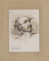 Manner of George Cruickshank (1792-1878) Old Master style pen and ink, Study of a figure, 18 x 12cm,