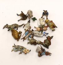 Fifteen cold painted bronze animals, mostly Beatrix Potter characters