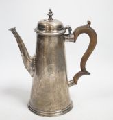 A George III silver chocolate pot, by Robert Lucas, of tapering cylindrical form, with engraved