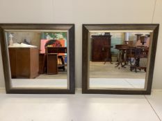 A pair of contemporary square wall mirrors, 96cm