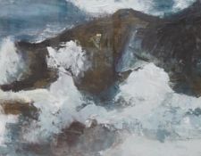 Judy Hamilton (Irish, 20th. C) impasto oil on canvas, 'Sky meets mountain' signed, inscribed