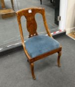 A Biedermeier burr wood salon chair, width 48cm, depth 40cm, height 82cm