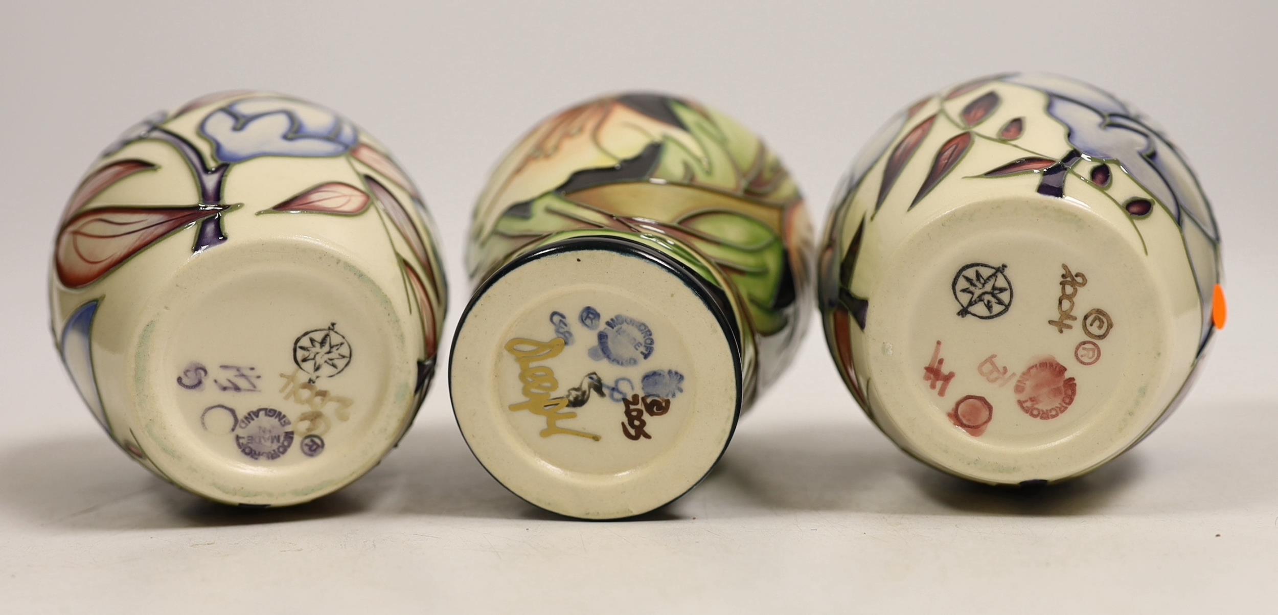 Seven small Moorcroft vases, various patterns. Tallest 10cm - Image 6 of 6