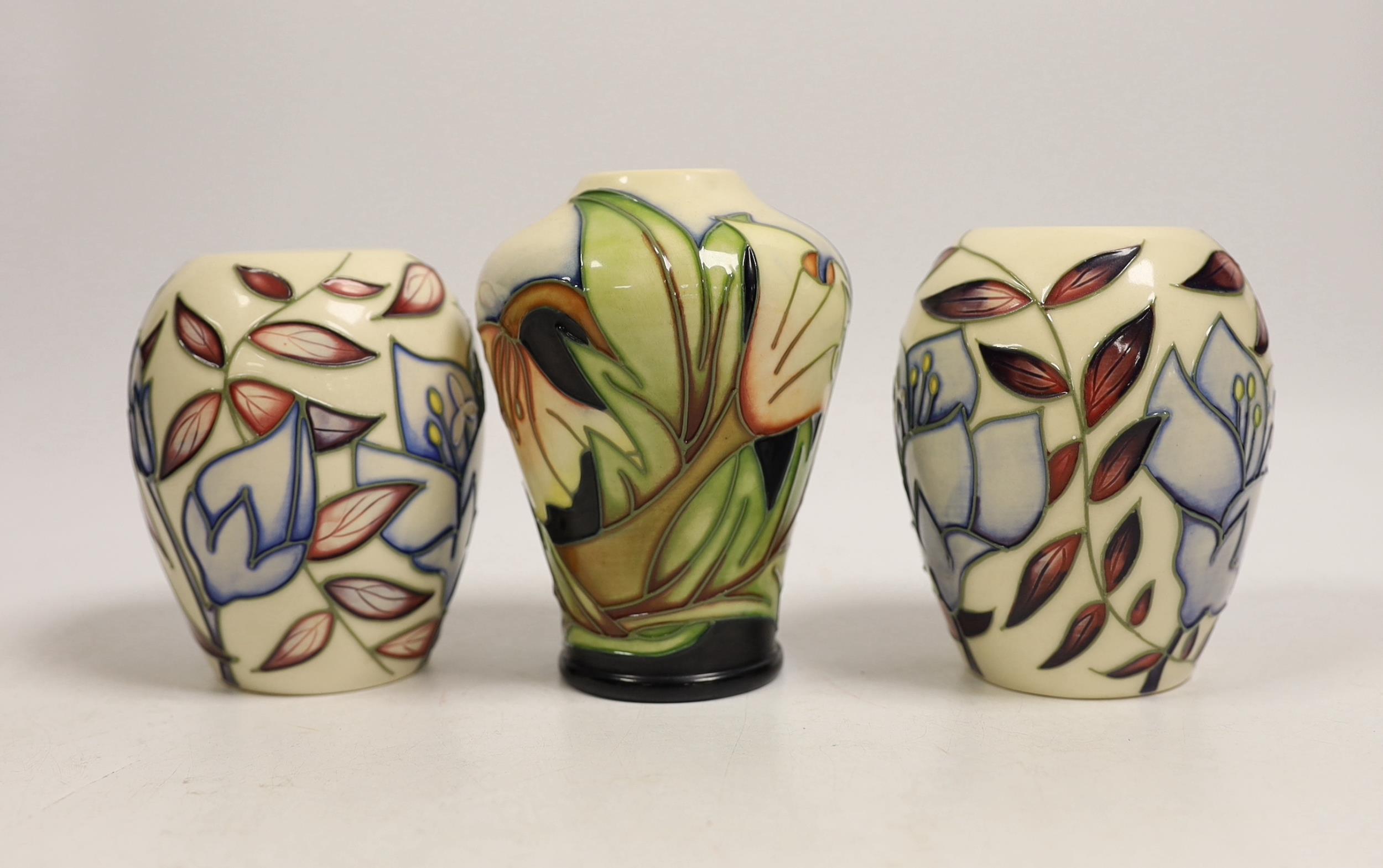 Seven small Moorcroft vases, various patterns. Tallest 10cm - Image 4 of 6