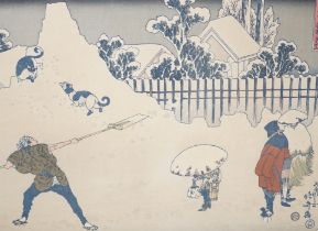 After Hiroshige and Hokusai, a collection of republished woodblock prints, 20th century, all