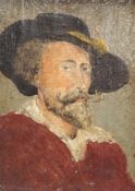 After Peter Paul Reubens (1577-1640) 19th century Naive oil on canvas, Self portrait, 19 x 14cm