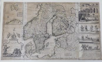 After Herman Moll, engraving, ‘New map of Denmark and Sweden’, circa 1715, 102 x 61cm