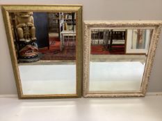 Two contemporary rectangular painted wall mirrors, larger width 72cm, height 102cm