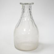A rare English lead crystal Georgian carafe, c.1810-30, three rows of square cut facets replace