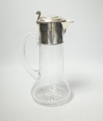 A Victorian silver mounted glass claret jug, John Wilmin Figg, London, 1868, 26.7cm.