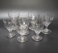 A group of seven Georgian wine glasses