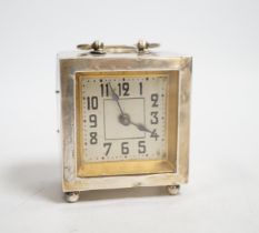 A George V silver rectangular carriage timepiece, with Arabic dial, maker LH, Birmingham, 1912, 72mm