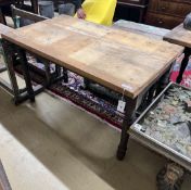 A rectangular Victorian style pine kitchen table, width 119cm, depth 67cm, height 75cm