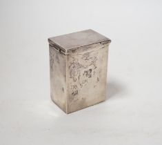 A George V silver playing card box, Stokes & Ireland Ltd, Chester, 1911, 75mm.